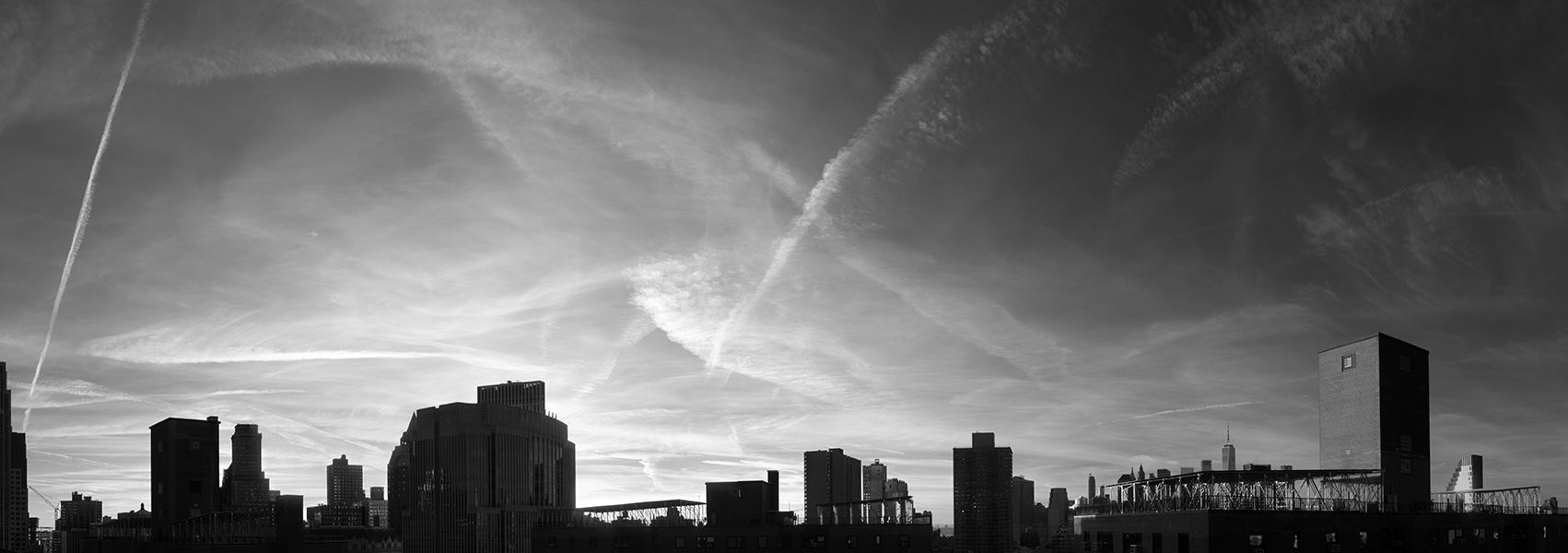 Infrared Panorama Over a Black Cityscape.